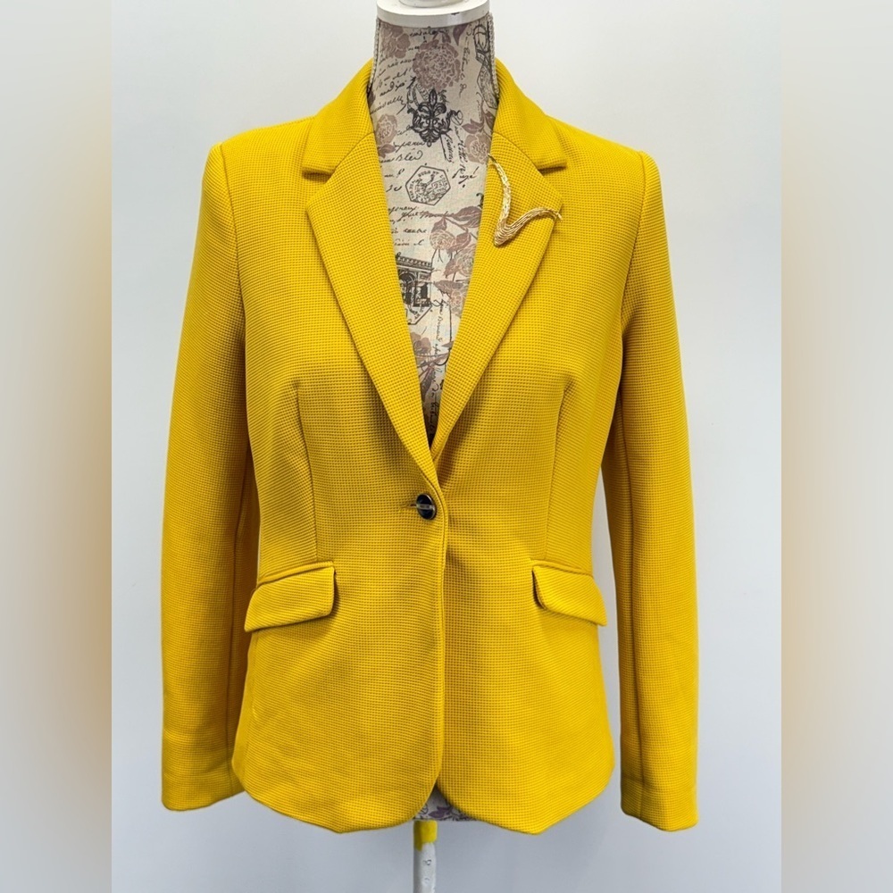 JULES & LEOPOLD Women's bright yellow textured blazer size S - Picture 9 of 14